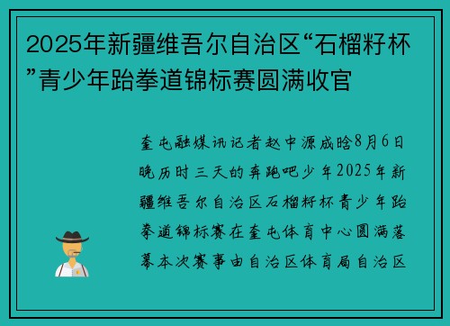 2025年新疆维吾尔自治区“石榴籽杯”青少年跆拳道锦标赛圆满收官